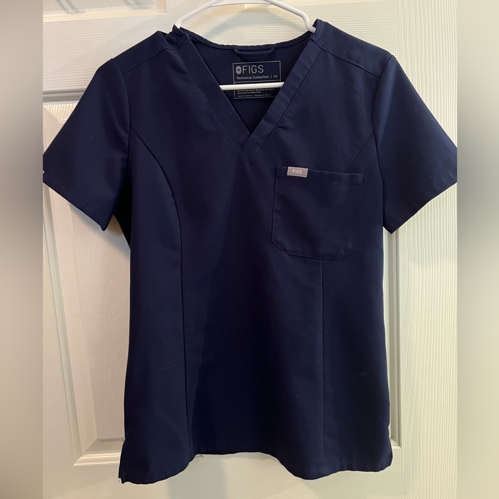 Navy Blue XS Figs fitted scrub top